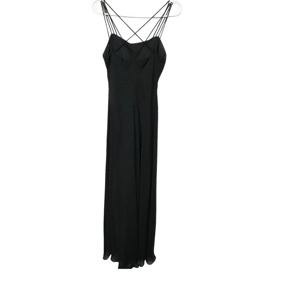 Cachet Black Beaded Strappy Criss Cross Back Maxi Gown 8